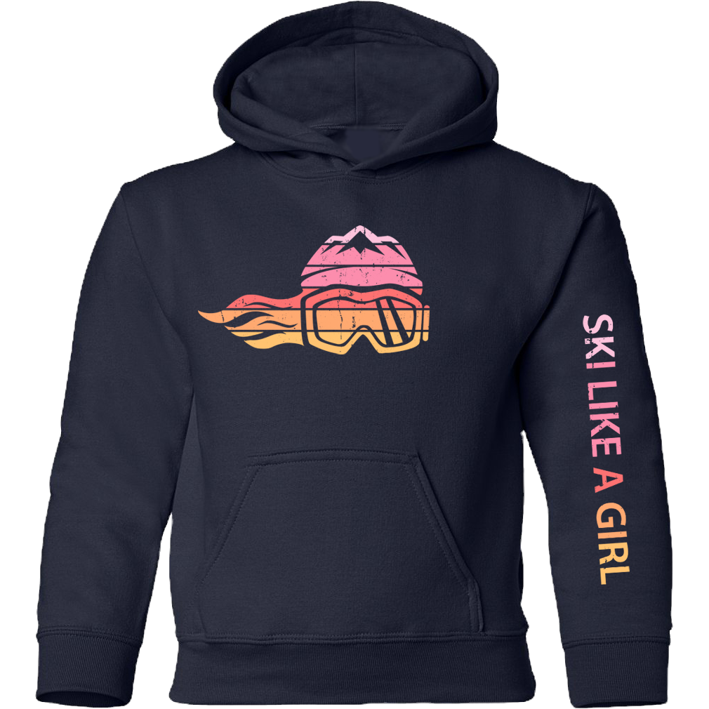 Ski Like A Girl Girls Hoodie Retro Sunset (Overstock) image 1