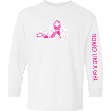 Girls Snowboard Breast Cancer Awareness Long Sleeve T-Shirt