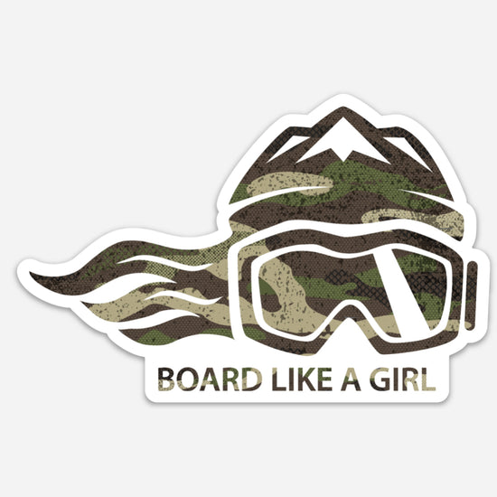 Board Like A Girl Sticker Green Camo