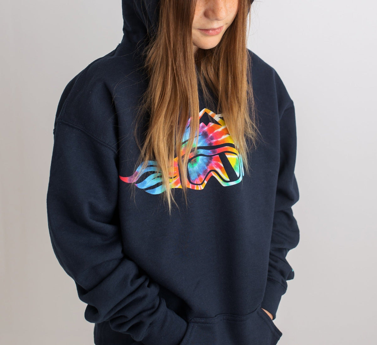 Board Like A Girl Girls Hoodie Navy Blue Tie-Dye (Overstock) - Ski Like A Girl