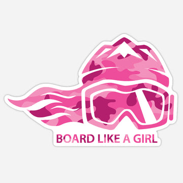 Board Like A Girl Sticker Pink Camo (5” or 3”)