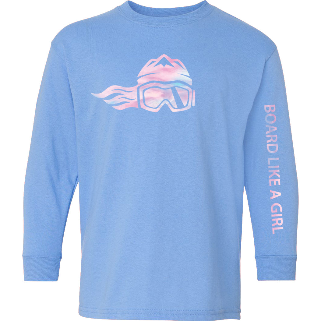 Girls Snowboard Long-Sleeve T-Shirt Carolina Blue Cotton Candy