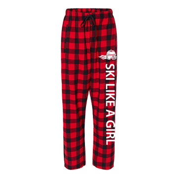 Ski Like A Girl Women's Flannel Pajama Pants Red Plaid