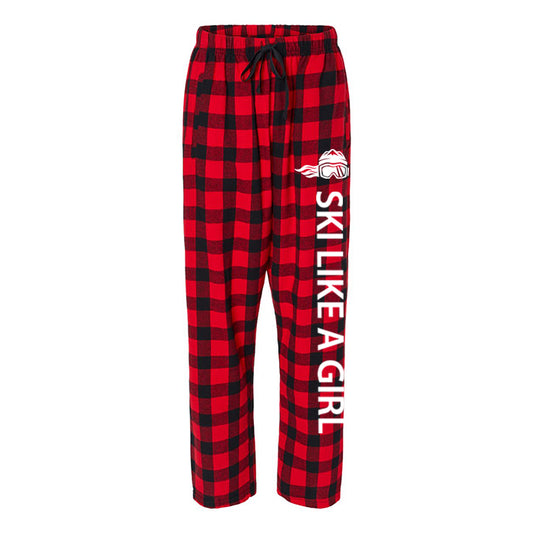 Ski Like A Girl Women's Flannel Pajama Pants Red Plaid