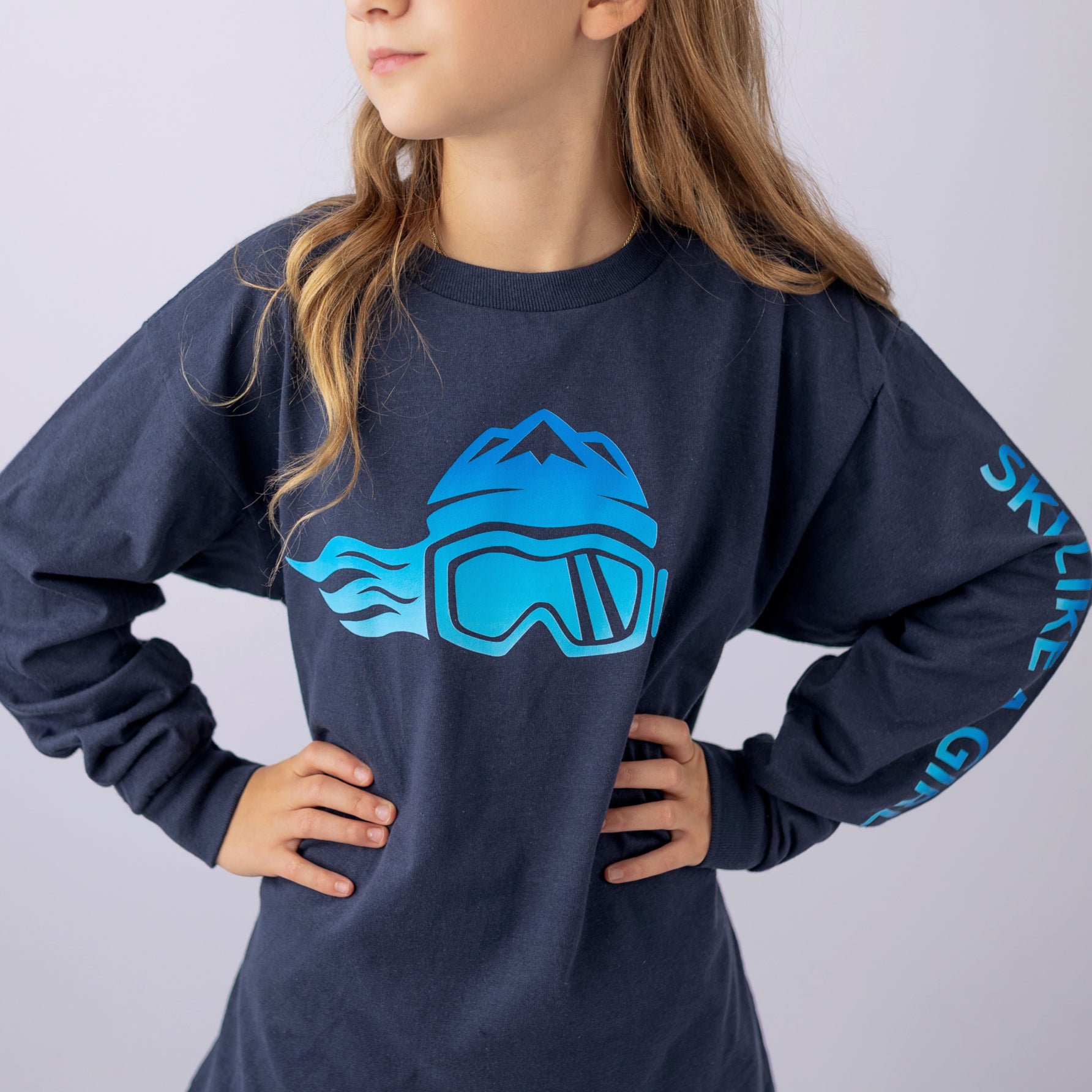 Ski Like A Girl Girls Long Sleeve T-Shirt "Ski Blue"