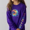 Ski Like A Girl Girls Long Sleeve T-Shirt Purple Tie-Dye