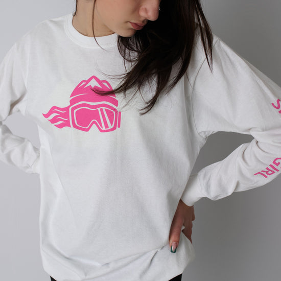Ski Like A Girl Womens Long Sleeve T-Shirt Pink Logo