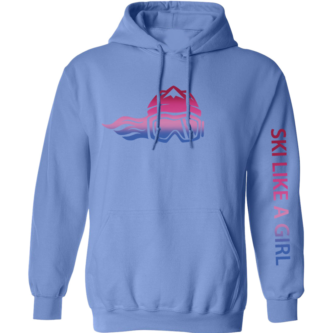 Ski Like A Girl Womens Hoodie Carolina Blue Aurora