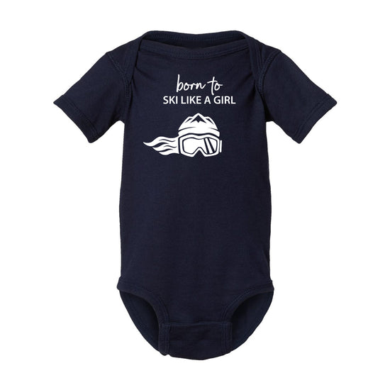 Ski Like A Girl Baby Bodysuit Navy Blue
