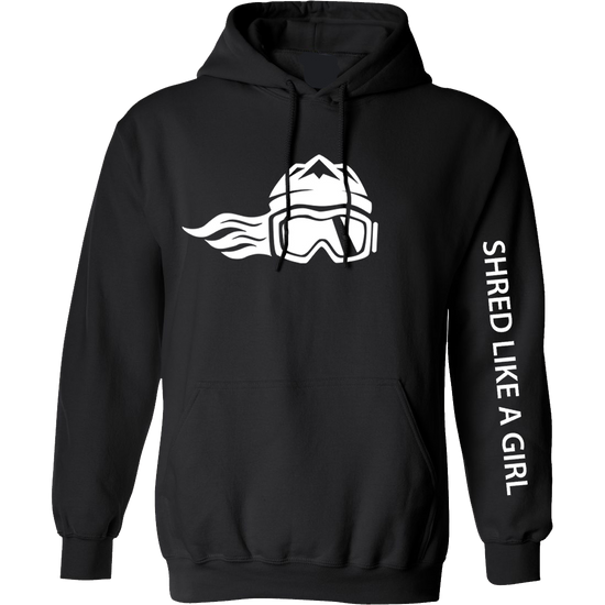Shred Like A Girl Womens Hoodie Black White Logo 