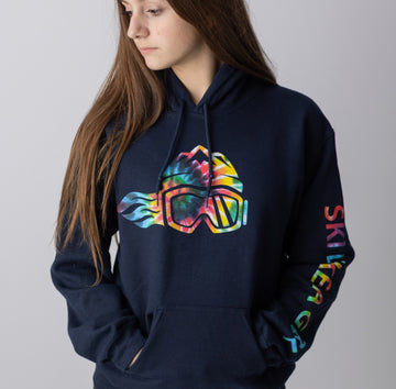 Ski Like A Girl Womens Hoodie Navy Blue Tie-Dye