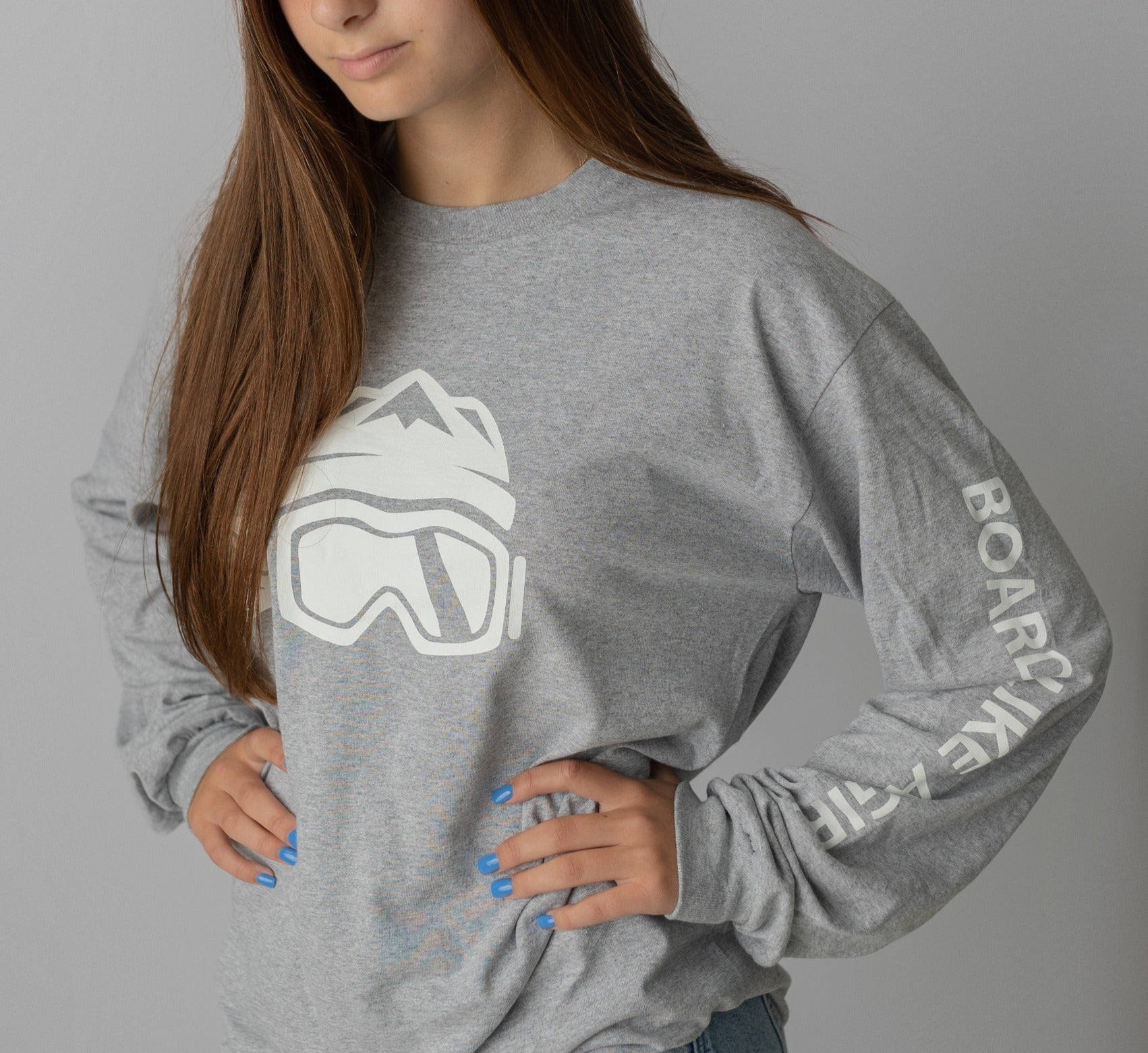 Board Like A Girl Womens Long Sleeve T-Shirt Grey 