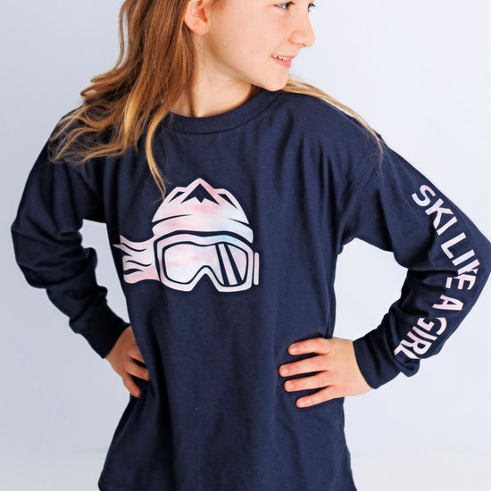 Ski Like A Girl Girls Long Sleeve T-Shirt Cotton Candy