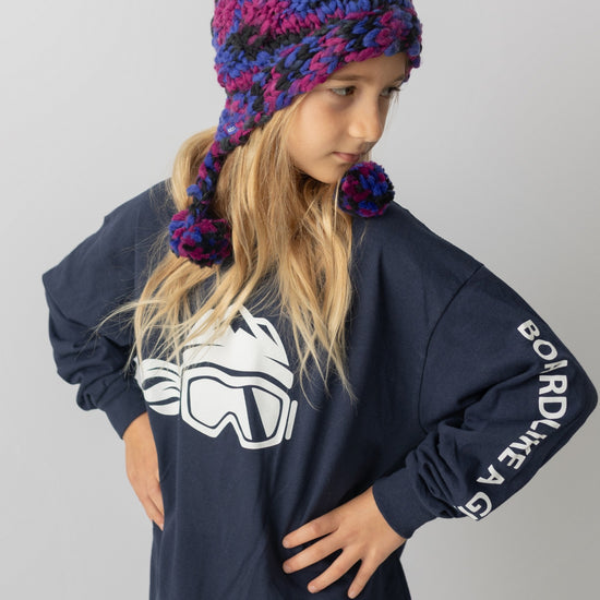 Board Like A Girl Girls Long Sleeve T-Shirt Navy Blue 