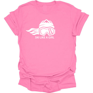 Ski Like A Girl Womens Short Sleeve T-Shirt - Bubble Gum (Overstock) image 0