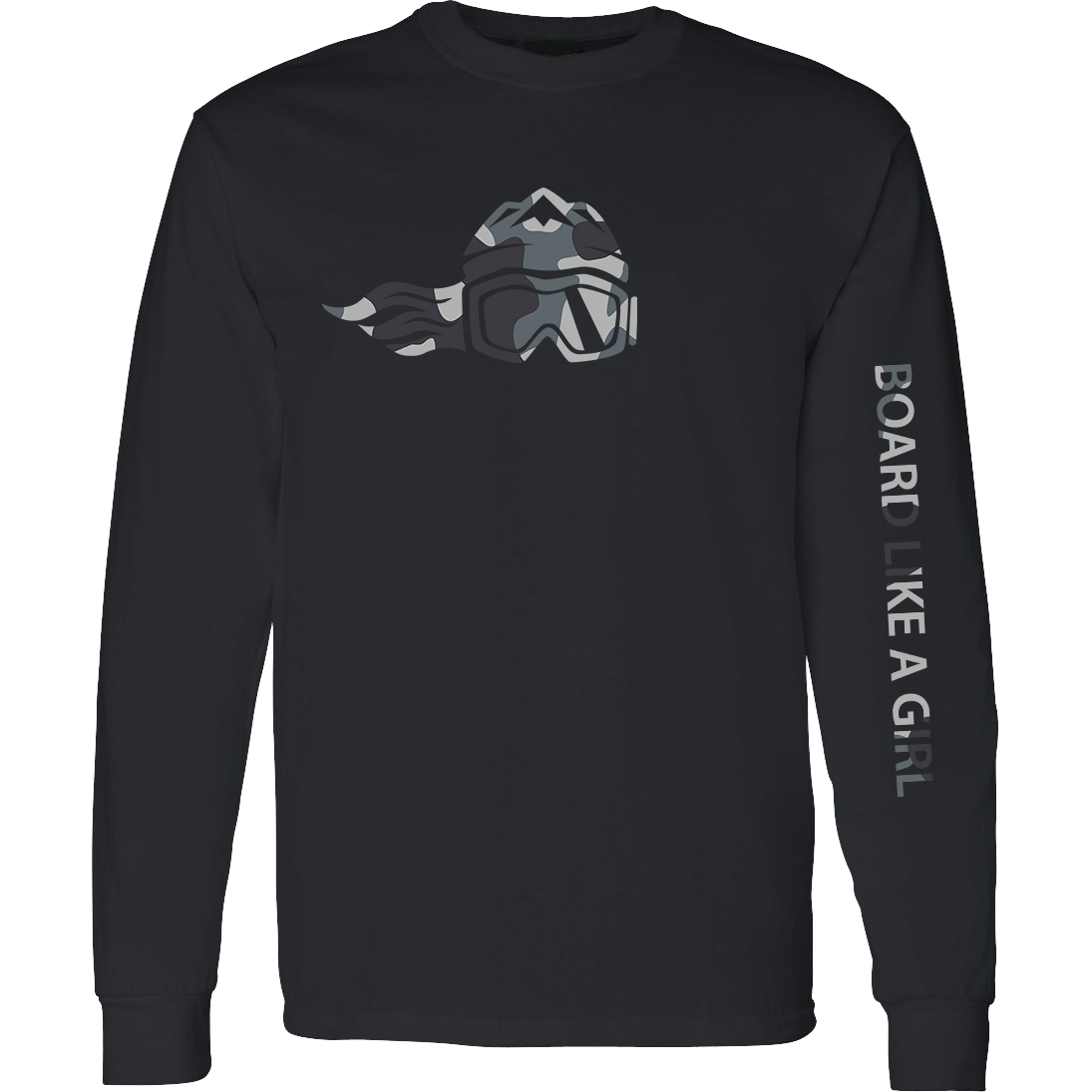 Board Like A Girl Womens Long Sleeve T-Shirt Black White Camo 