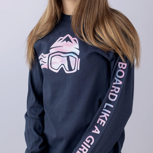 Board Like A Girl Womens Long Sleeve T-Shirt Cotton Candy 
