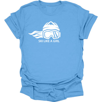 Ski Like A Girl Girls Short Sleeve T-Shirt - Carolina Blue (Overstock) image 0