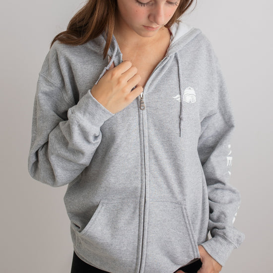 Ski Like A Girl Womens Full-Zip Hoodie Grey