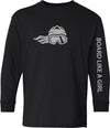 Board Like A Girl Womens Long Sleeve T-Shirt Black Grey Logo 