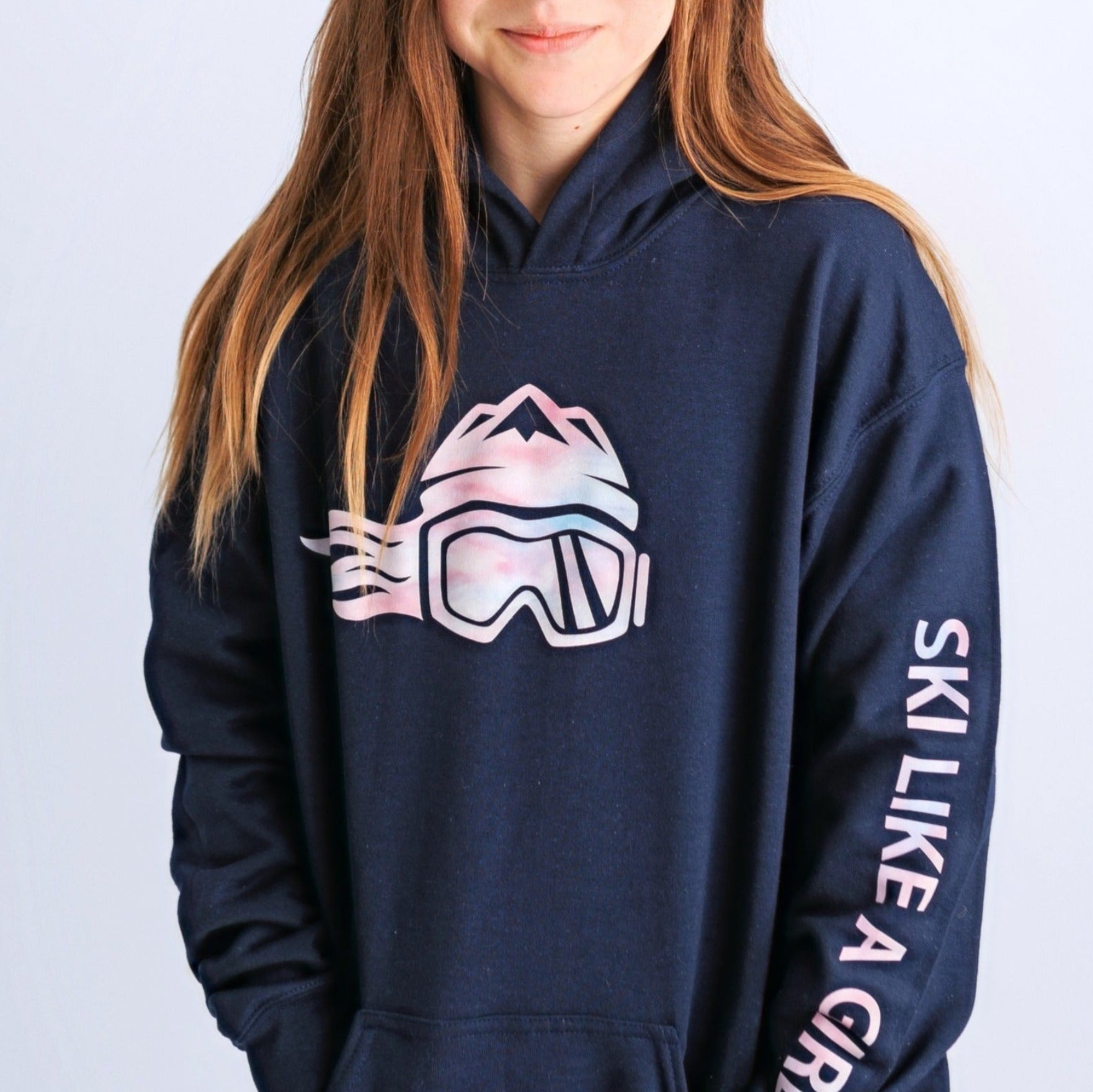 Ski Like A Girl Womens Hoodie Cotton Candy