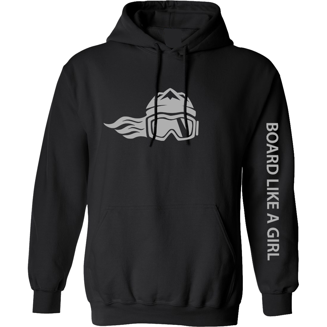 Board Like A Girl Womens Hoodie Black Grey Logo 