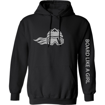 Board Like A Girl Womens Hoodie Black Grey Logo 
