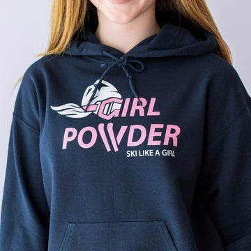 Girl Powder Womens Hoodie Navy - Ski Like A Girl