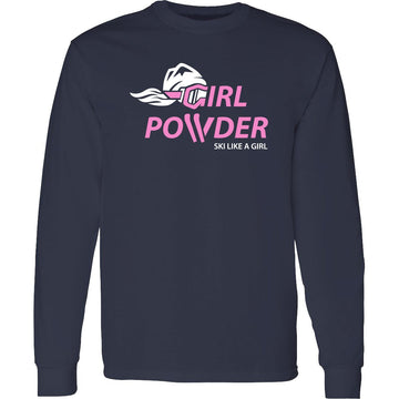 Girl Powder Womens T-Shirt Navy - Ski Like A Girl