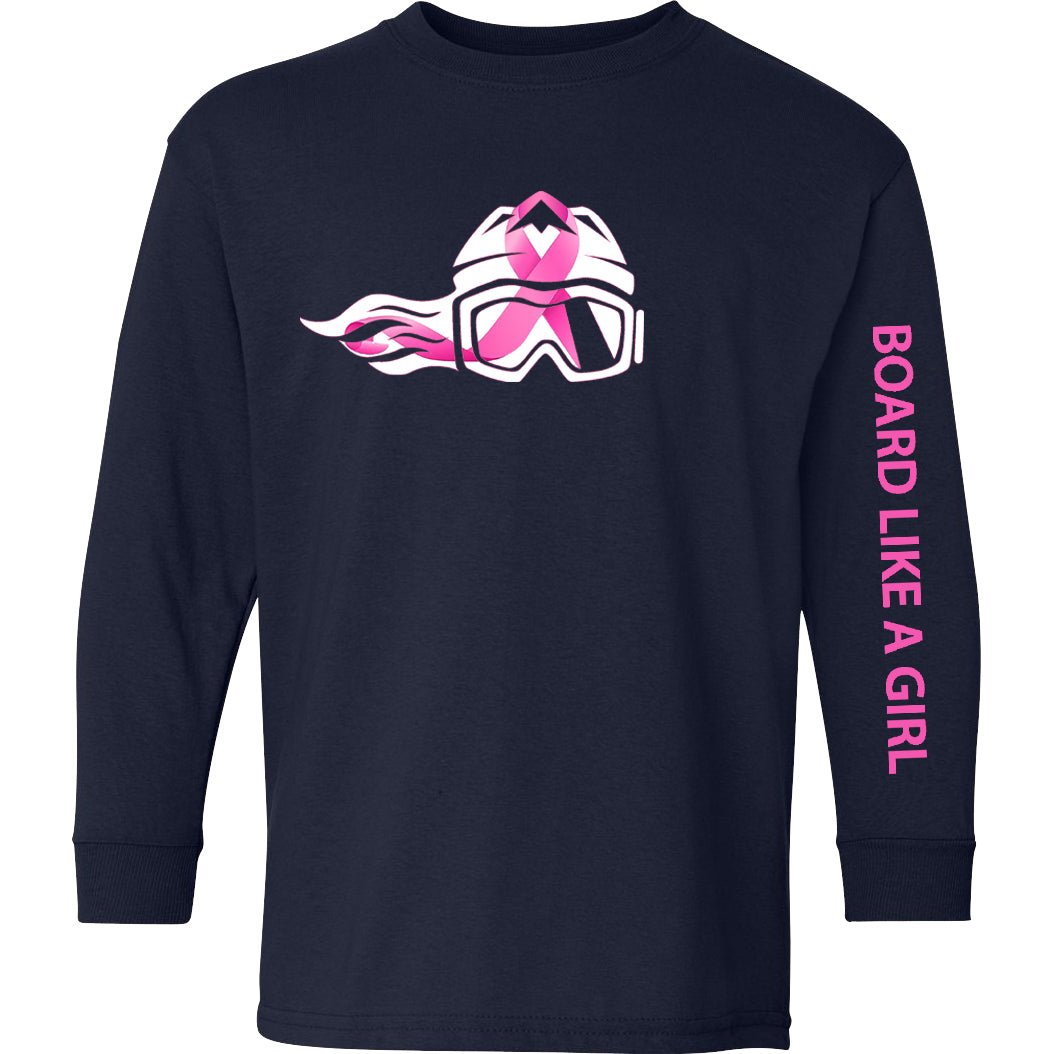 Girls Snowboard Breast Cancer Awareness Long Sleeve T-Shirt - Ski Like A Girl