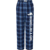 Girls Snowboard Flannel Pajama Pants Navy Blue Plaid - Ski Like A Girl
