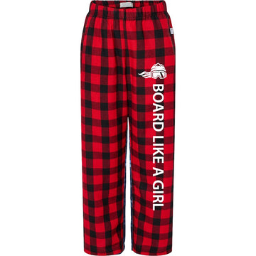 Girls Snowboard Flannel Pajama Pants Red Plaid - Ski Like A Girl