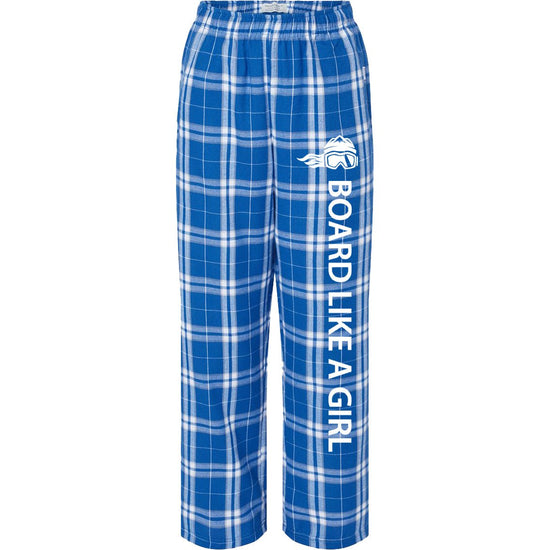 Girls Snowboard Flannel Pajama Pants Royal Silver Plaid - Ski Like A Girl
