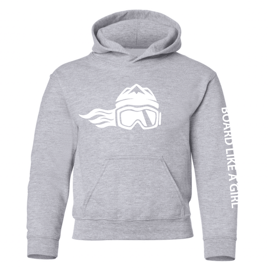 Girls Snowboard Hoodie Grey - Ski Like A Girl