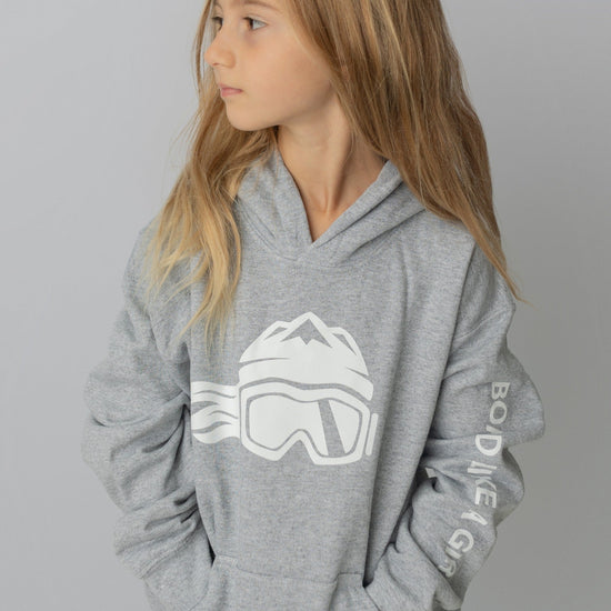 Girls Snowboard Hoodie Grey - Ski Like A Girl