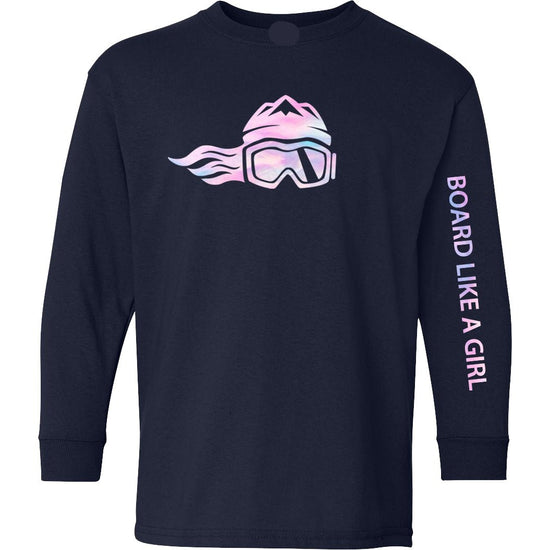 Girls Snowboard Long Sleeve T-Shirt Cotton Candy (Overstock) - Ski Like A Girl
