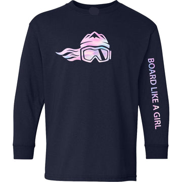 Girls Snowboard Long Sleeve T-Shirt Cotton Candy (Overstock) - Ski Like A Girl