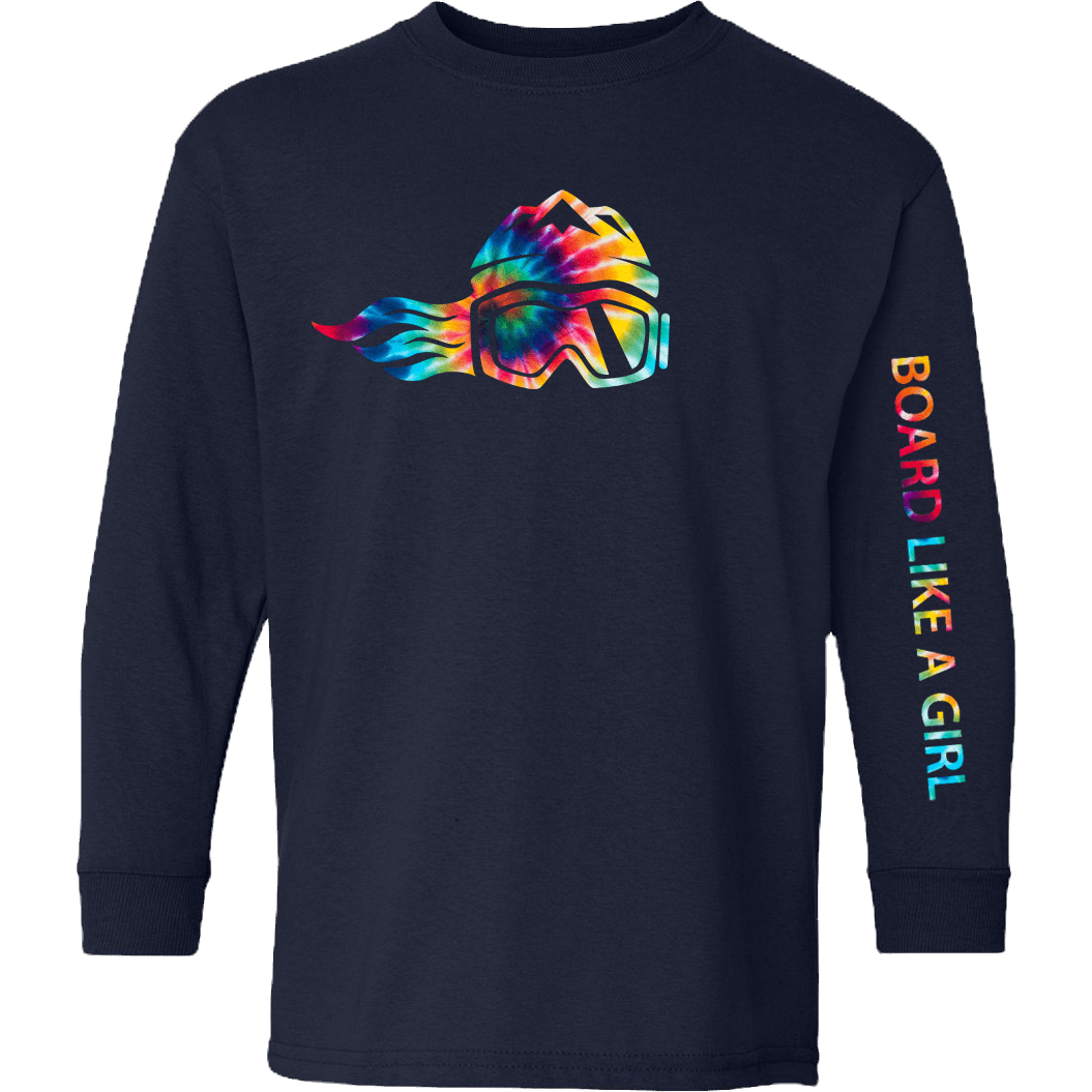 Girls Snowboard Long-Sleeve T-Shirt Navy Tie-Dye (Overstock) - Ski Like A Girl