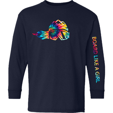 Girls Snowboard Long-Sleeve T-Shirt Navy Tie-Dye (Overstock) - Ski Like A Girl