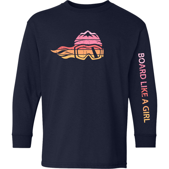 Girls Snowboard Long-Sleeve T-Shirt Retro Sunset (Overstock) - Ski Like A Girl