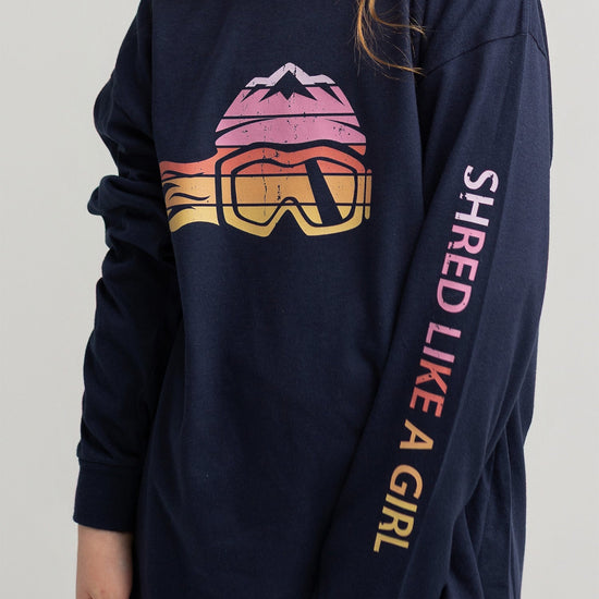 Girls Snowboard Long-Sleeve T-Shirt Retro Sunset (Overstock) - Ski Like A Girl