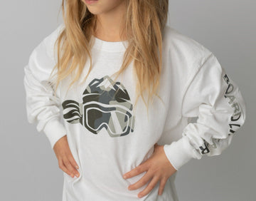 Girls Snowboard Long-Sleeve T-Shirt White Camo - Ski Like A Girl