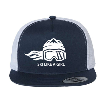 Ski Like A Girl Trucker Hat Navy Blue
