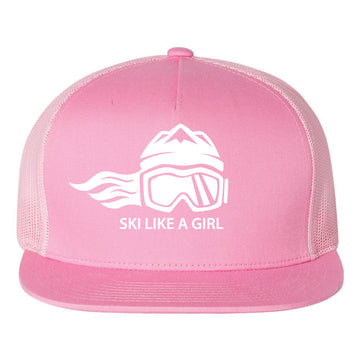 Ski Like A Girl Trucker Hat Pink