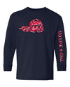 Ski Like A Girl Girls Long Sleeve T-Shirt Navy Blue Paisley