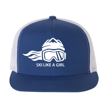 Ski Like A Girl Trucker Hat Royal Blue