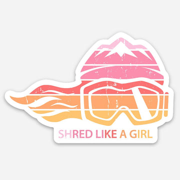Shred Like A Girl Sticker Retro Sunset (5" or 3") - Ski Like A Girl