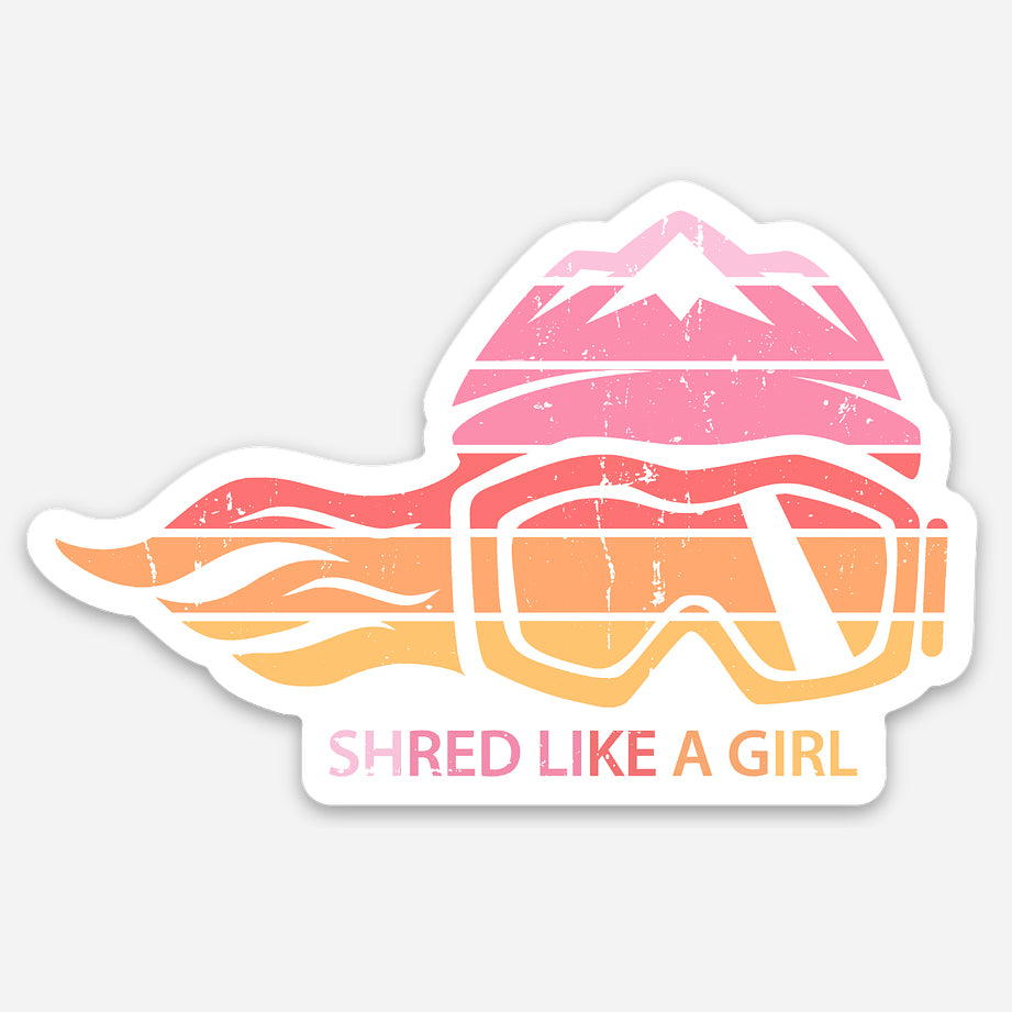 Shred Like A Girl Sticker Retro Sunset (5" or 3")
