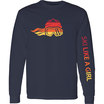 Ski Like A Girl Womens Long Sleeve T-Shirt Desert Fire