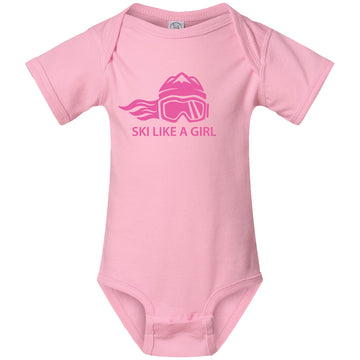 Ski Like A Girl Baby Bodysuit Pink